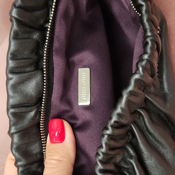 New Miu Miu gunmetal soft leather clutch wristlet. - Picture 7 of 9